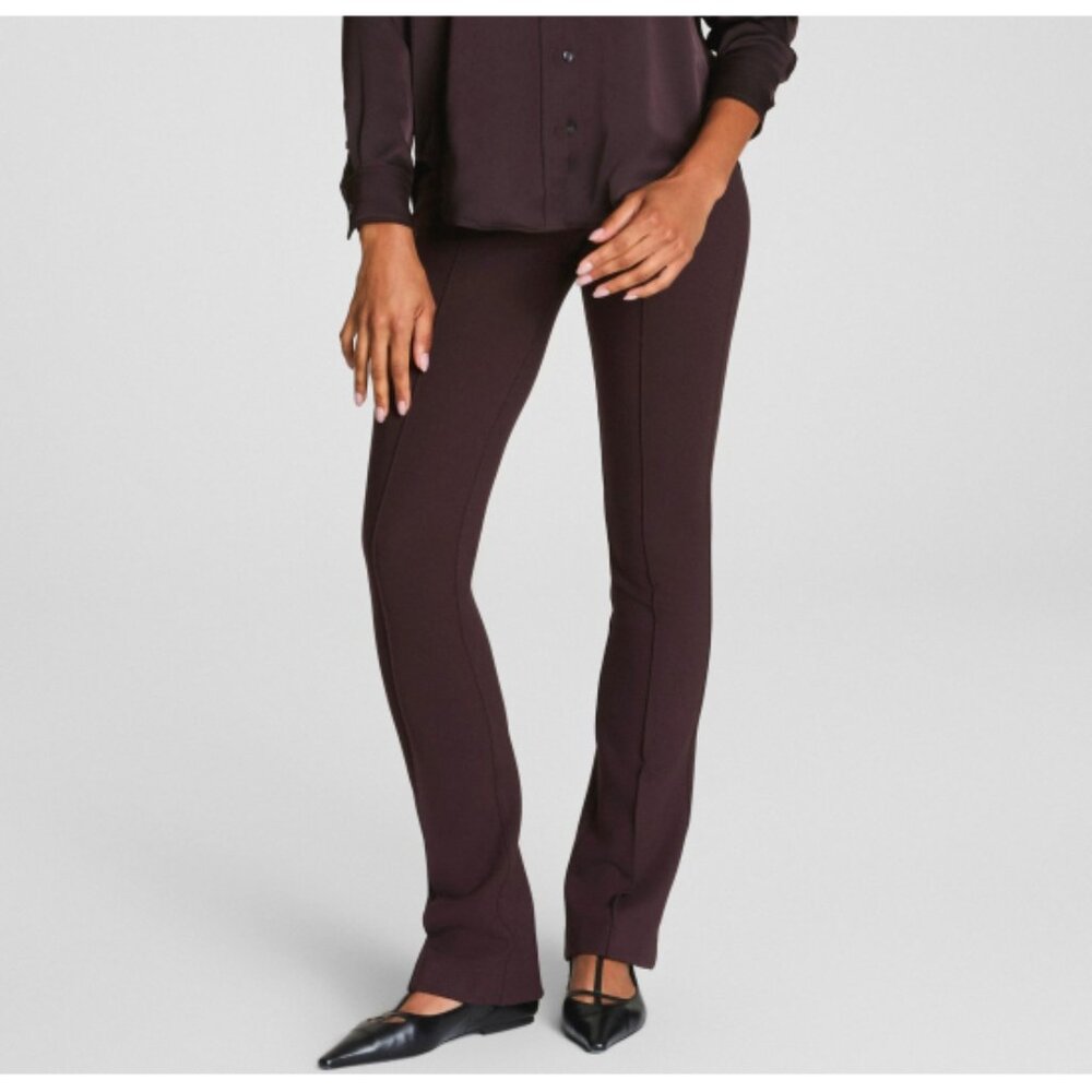 Spanx Scuba Micro Flare Leggings Truffle Brown Shaping High-Rise Waist Bootcut S